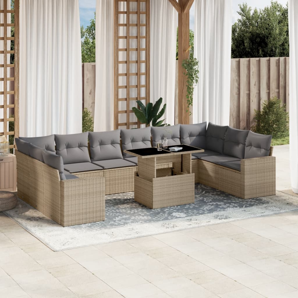1 Tuinset Met Kussens Poly Rattan
