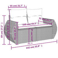 1 Tuinset Met Kussens Poly Rattan
