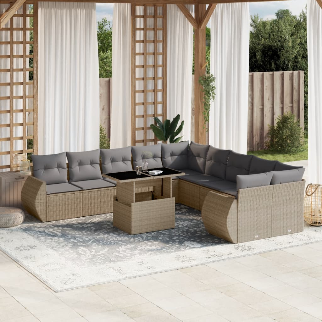 1 Tuinset Met Kussens Poly Rattan