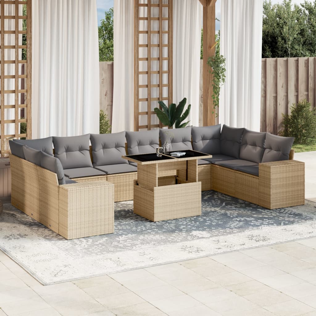 1 Tuinset Met Kussens Poly Rattan