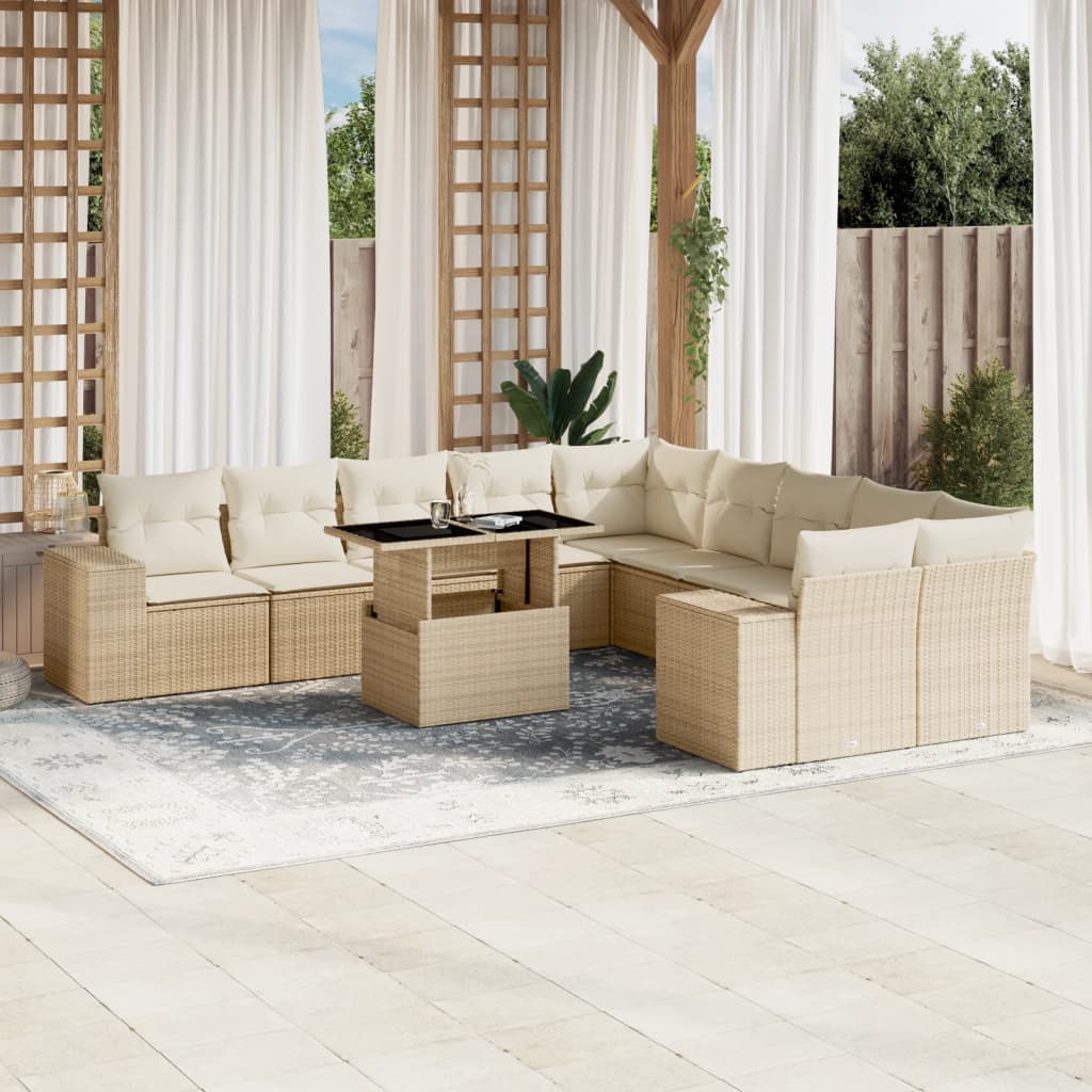 1 Tuinset Met Kussens Poly Rattan