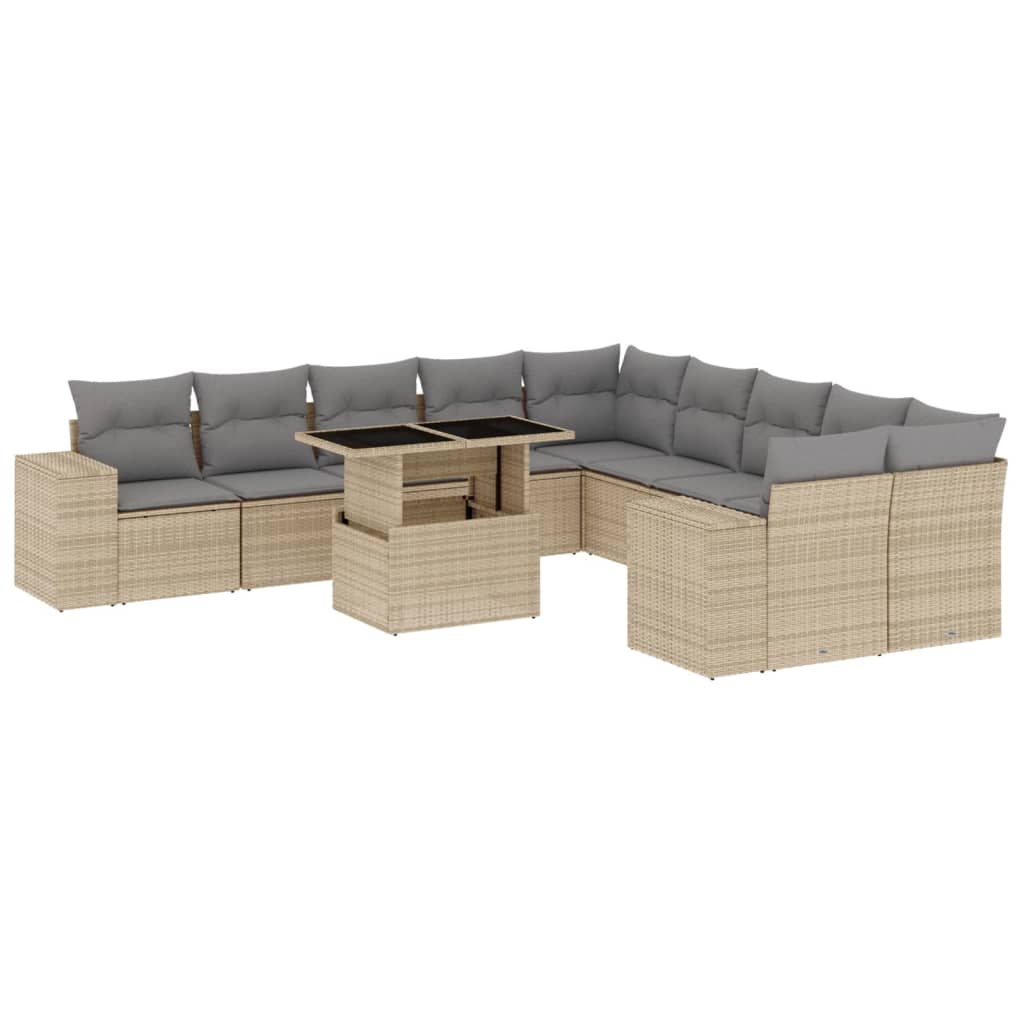 1 Tuinset Met Kussens Poly Rattan
