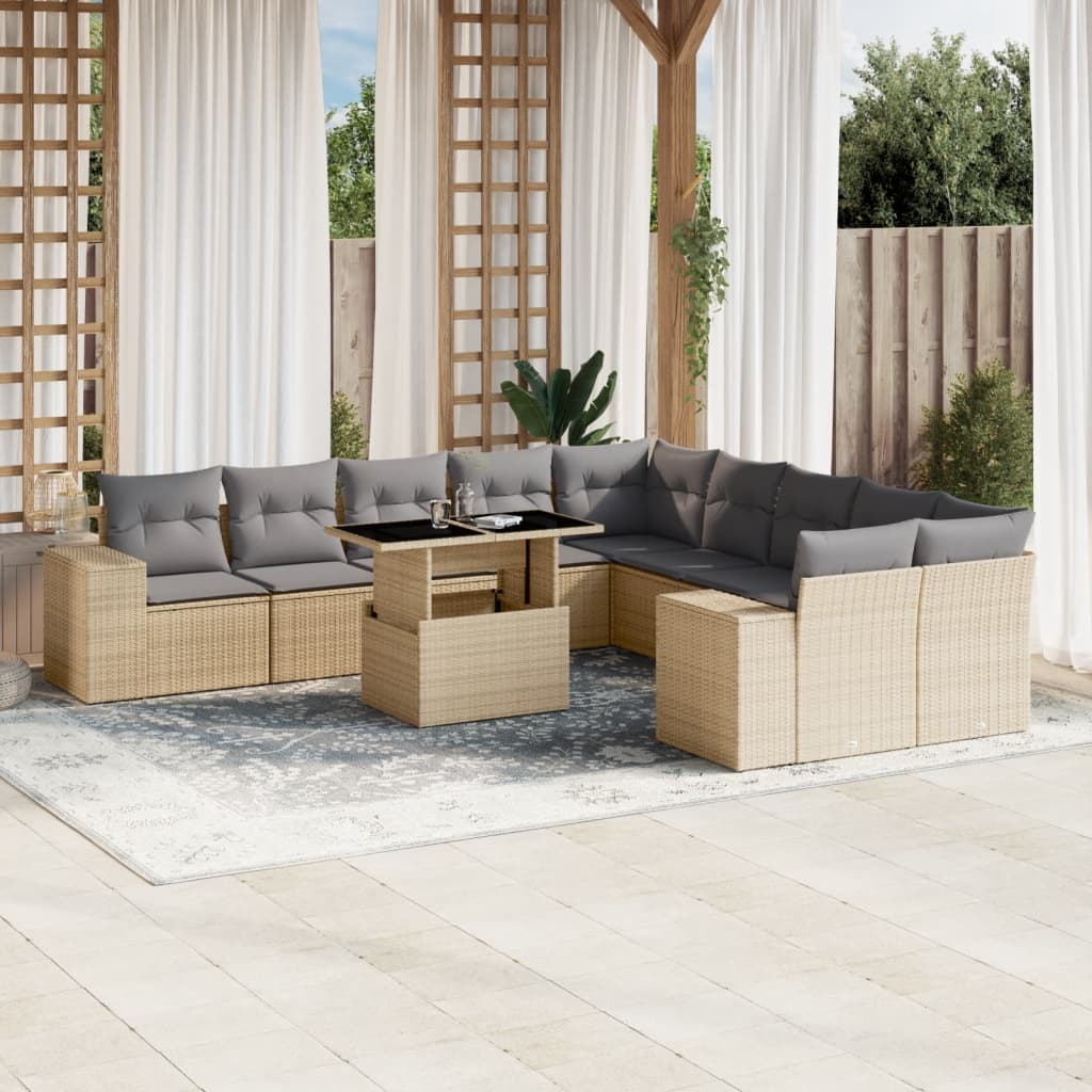 1 Tuinset Met Kussens Poly Rattan