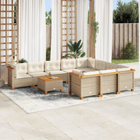 1 Tuinset Met Kussens Poly Rattan Beige