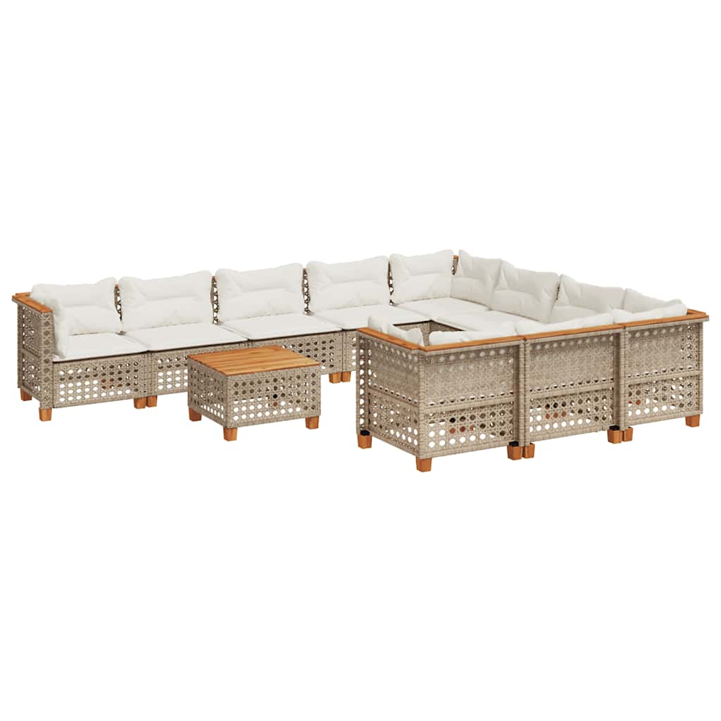 1 Tuinset Met Kussens Poly Rattan Beige