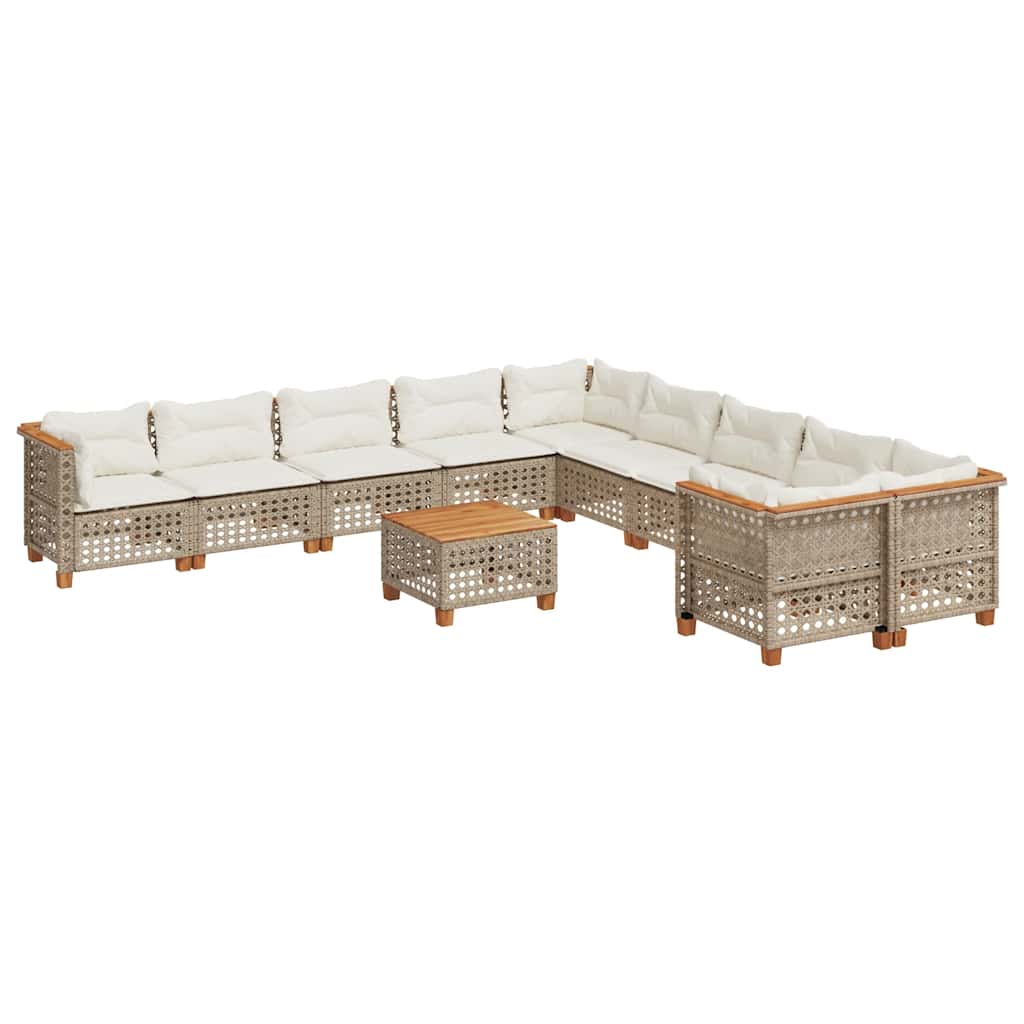 1 Tuinset Met Kussens Poly Rattan Beige