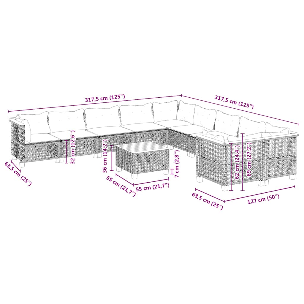 1 Tuinset Met Kussens Poly Rattan Beige