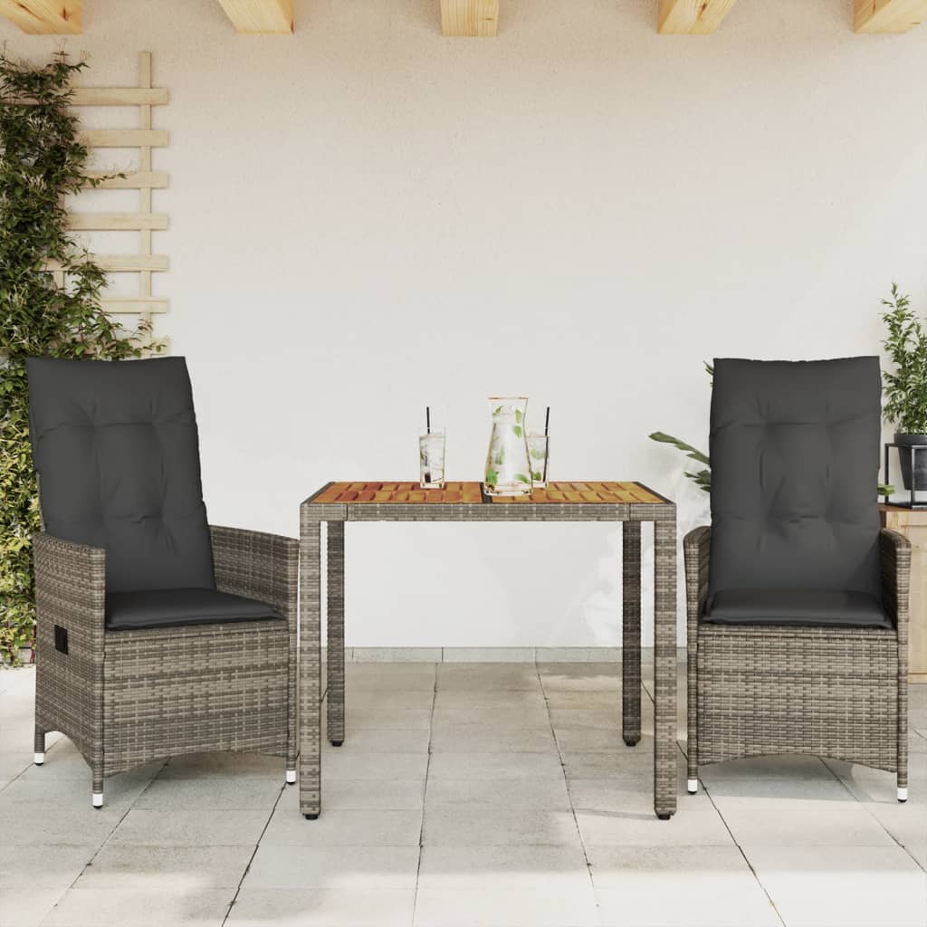 5-Delige Tuinset Met Kussens Poly Rattan Grijs
