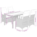 5-Delige Tuinset Met Kussens Poly Rattan Grijs