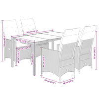 5-Delige Tuinset Met Kussens Poly Rattan Grijs