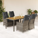 5-Delige Tuinset Met Kussens Poly Rattan Grijs