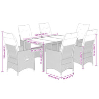 7-Delige Tuinset Met Kussens Poly Rattan Grijs