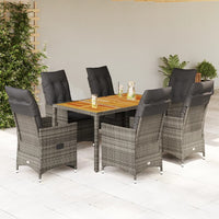 7-Delige Tuinset Met Kussens Poly Rattan Grijs