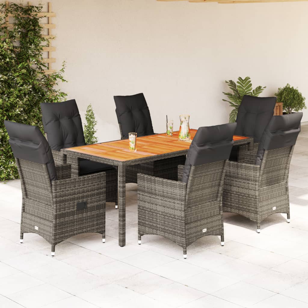 5-Delige Tuinset Met Kussens Poly Rattan Grijs