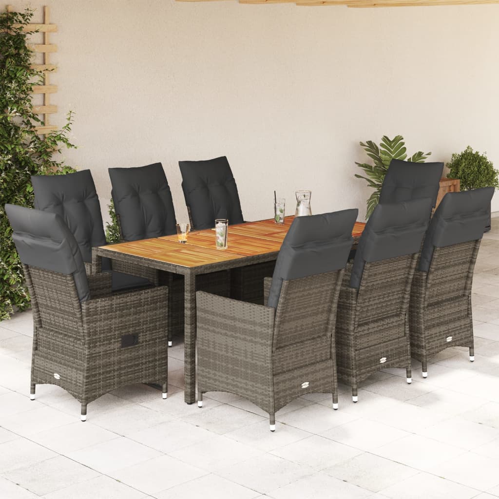 7-Delige Tuinset Met Kussens Poly Rattan Grijs