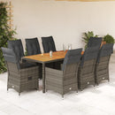 7-Delige Tuinset Met Kussens Poly Rattan Grijs