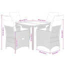 5-Delige Tuinset Met Kussens Poly Rattan Grijs