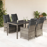5-Delige Tuinset Met Kussens Poly Rattan Grijs