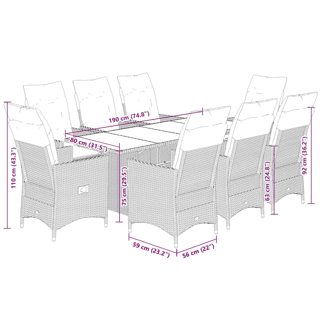 Tuinset Met Kussens Poly Rattan Bruin