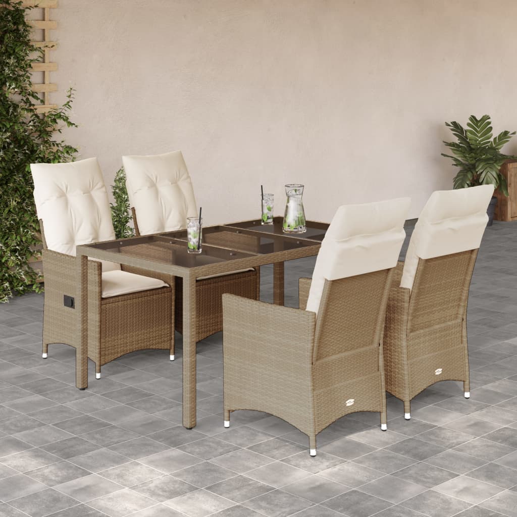 9-Delige Tuinset Met Kussens Poly Rattan Beige