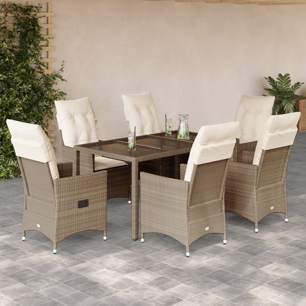 9-Delige Tuinset Met Kussens Poly Rattan Beige
