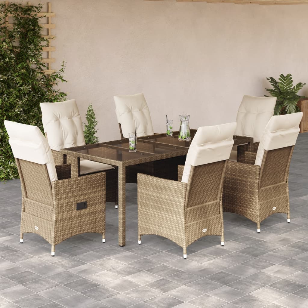 9-Delige Tuinset Met Kussens Poly Rattan Beige