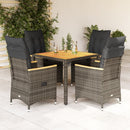 5-Delige Tuinset Met Kussens Poly Rattan Grijs