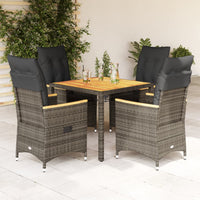 5-Delige Tuinset Met Kussens Poly Rattan Grijs