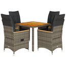 5-Delige Tuinset Met Kussens Poly Rattan Grijs