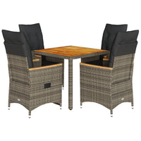5-Delige Tuinset Met Kussens Poly Rattan Grijs