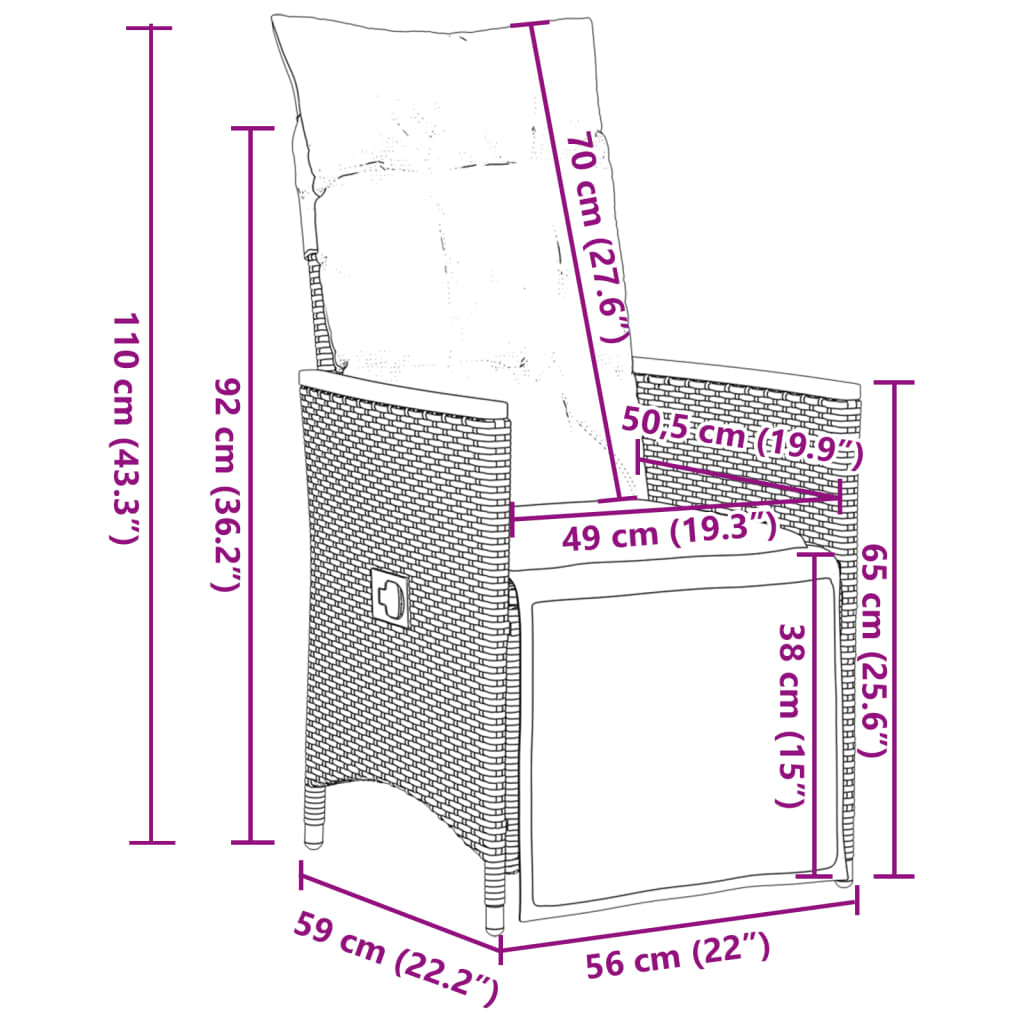 5-Delige Tuinset Met Kussens Poly Rattan Grijs