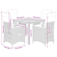 5-Delige Tuinset Met Kussens Poly Rattan Grijs