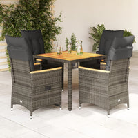 5-Delige Tuinset Met Kussens Poly Rattan Grijs