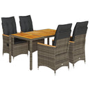 5-Delige Tuinset Met Kussens Poly Rattan Grijs