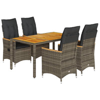 5-Delige Tuinset Met Kussens Poly Rattan Grijs