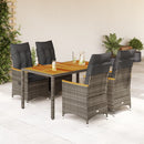 5-Delige Tuinset Met Kussens Poly Rattan Grijs