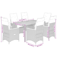 7-Delige Tuinset Met Kussens Poly Rattan Grijs