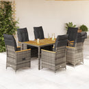 7-Delige Tuinset Met Kussens Poly Rattan Grijs