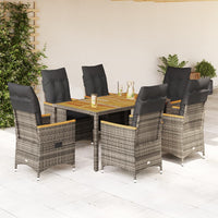 7-Delige Tuinset Met Kussens Poly Rattan Grijs