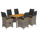 7-Delige Tuinset Met Kussens Poly Rattan Grijs