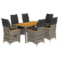 7-Delige Tuinset Met Kussens Poly Rattan Grijs
