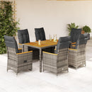7-Delige Tuinset Met Kussens Poly Rattan Grijs