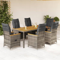 7-Delige Tuinset Met Kussens Poly Rattan Grijs