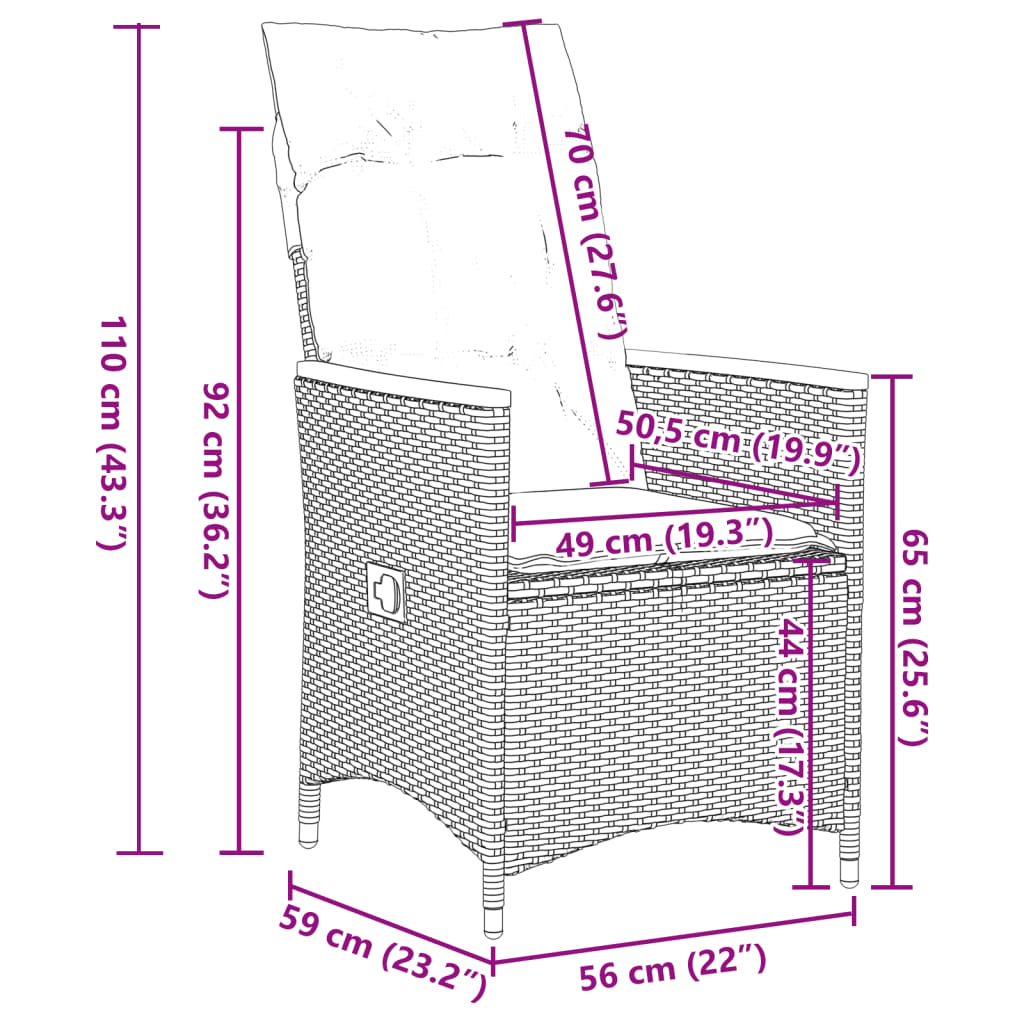 9-Delige Tuinset Met Kussens Poly Rattan Zwart