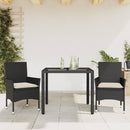 3-Delige Tuinset Met Kussens Poly Rattan En Glas
