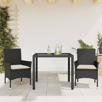 3-Delige Tuinset Met Kussens Poly Rattan En Glas