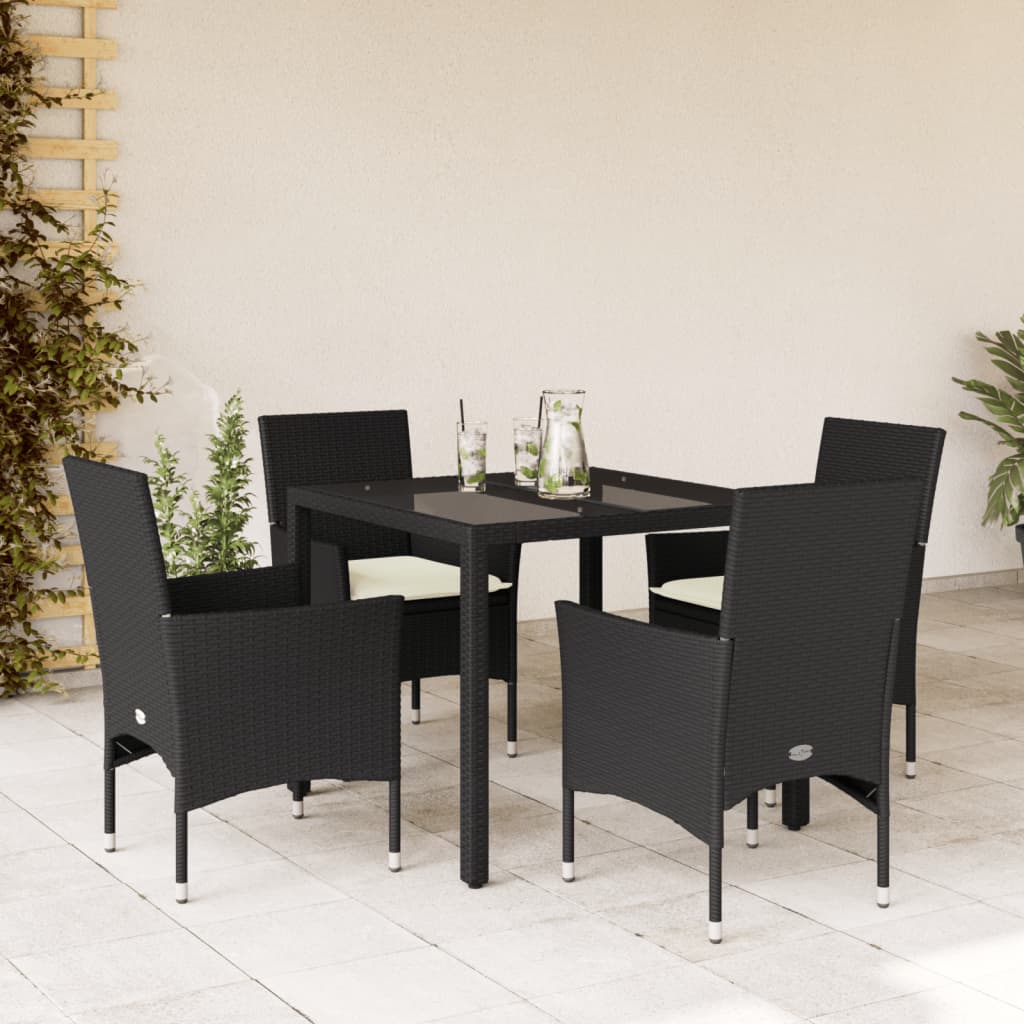 3-Delige Tuinset Met Kussens Poly Rattan En Glas