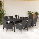 3-Delige Tuinset Met Kussens Poly Rattan En Glas