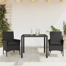 3-Delige Tuinset Met Kussens Poly Rattan En Glas