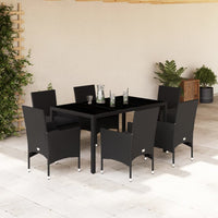 3-Delige Tuinset Met Kussens Poly Rattan En Glas